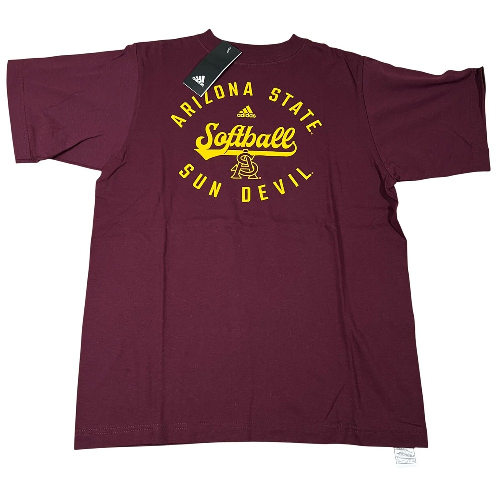 Adidas Arizona State Sun Devils Softball T-Shirt Maroon Kids Size 12-14Y